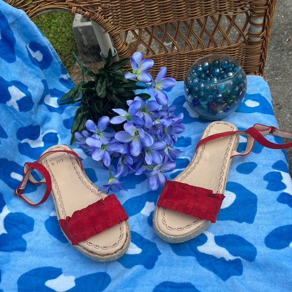 Orange- Red Wedge sandels new never worn - Picture 3 of 4